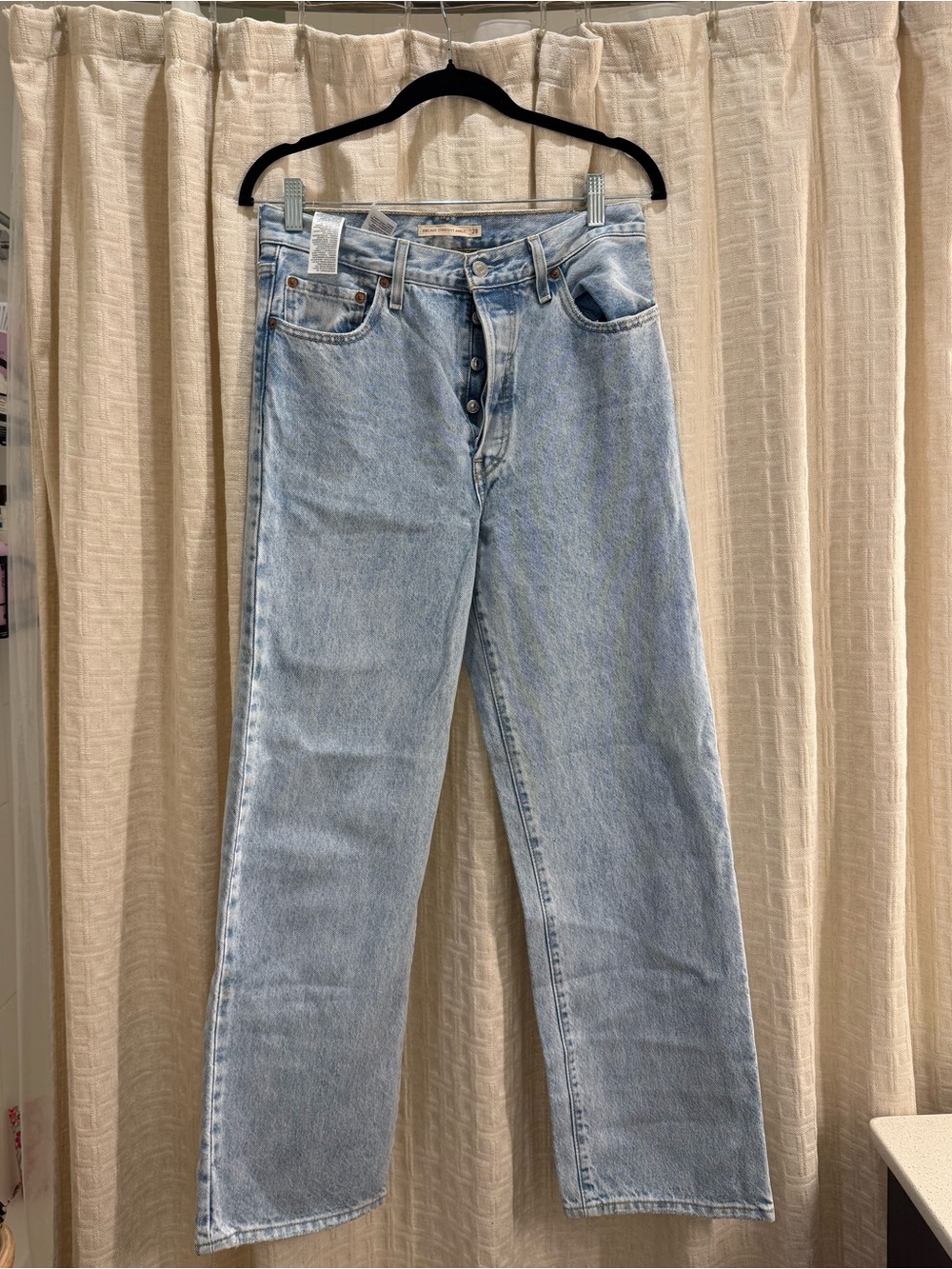 Levi’s Ribcage Light Wash Button-Fly Straight Leg Jeans
